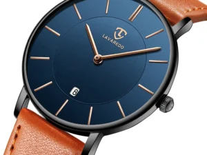 Mens Watches, Minimalist Fashion Simple Wrist Watch for Men Analog Date with Leather Strap