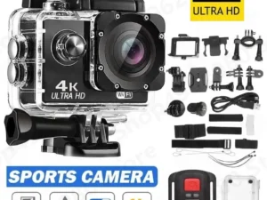 Action Camera 4K Ultra HD Waterproof 2.0-inch Screen WiFi Remote Control 30fps/170D Underwater Helmet Sports Go Video Camera Pro