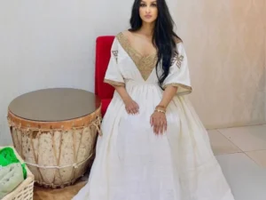 Elegant Habesha Dress Simple Light Ethiopian Traditional Dress