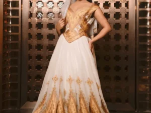 GOLDEN HABESHA WEDDING DRESS WITH VEIL : PERFECT FOR YOUR SPECIAL DAY